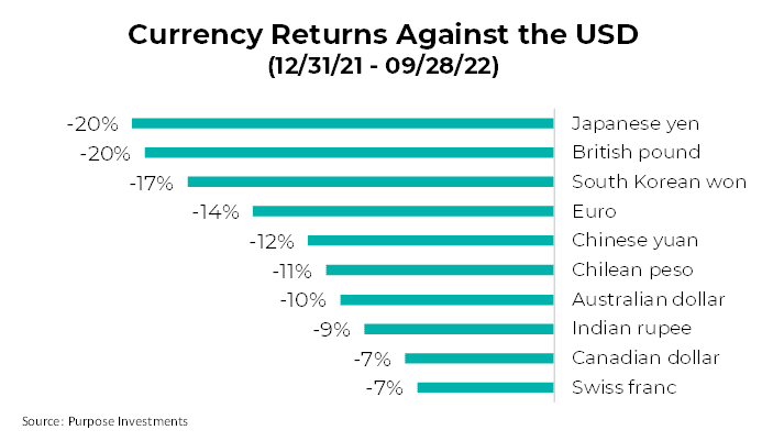 Currency returns against the USD