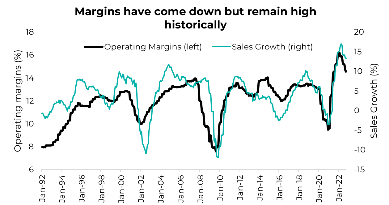 Margins have come down but remain high historically