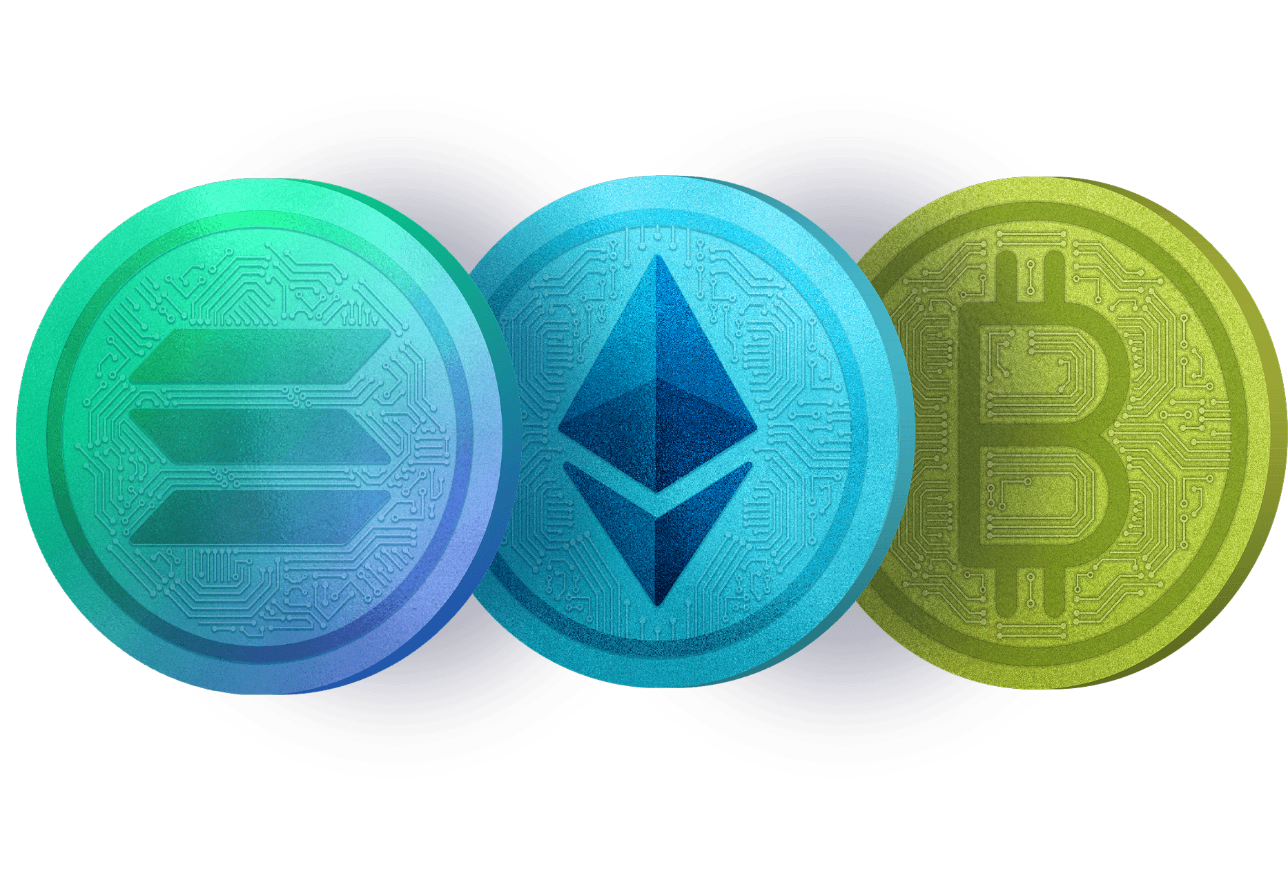 solana, eth, and bitcoins